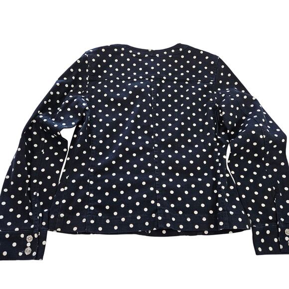 Chaps Ralph Lauren Women's Jacket Navy Polka Dot Denim 
Blazer Career Medium - Picture 8 of 11